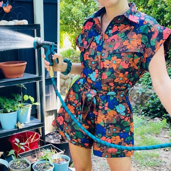 Mochy Pants - Mochy Retro Floral Groovy Print Romper